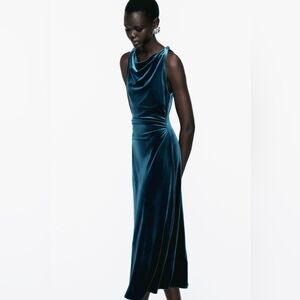 Elegant Zara Teal Velvet Dress